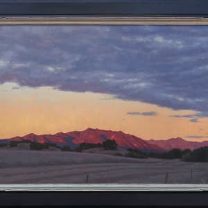“Ojai Valley Sunset” by Dan Schultz  Image: Frame by Chris Kirkegaard: black with 22k moon gold (alloyed with palladium) and hand carving.