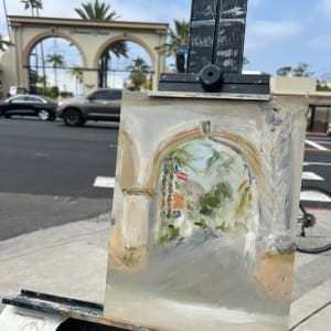 Writers Strike at Paramount Pictures by Lois Keller  Image: She works up the background first. 