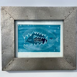 What Ate the Shark by Lois Keller  Image: Framed and matted with hammered aluminum frame