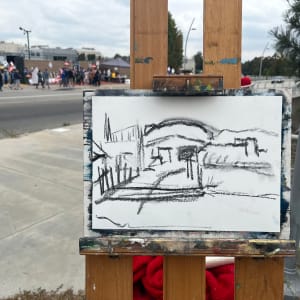Holding the Line at Radford by Lois Keller  Image: charcoal beginning