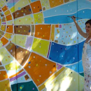 Stained Glass Sun Mural at Sunnyside by Lois Keller