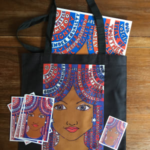Framed Women's March Poster from 2018 by Lois Keller  Image: 200 bags raised money for the Women’s March!
