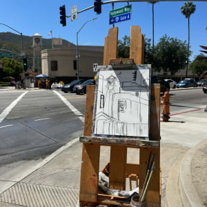 Holding the Line at Warner Brothers Studio, Los Angeles California by Lois Keller  Image: Charcoal composition to start.