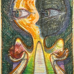 In the Pomegranate of your Hand by Lois Keller  Image: Right side of diptych,  44" x 30" paper