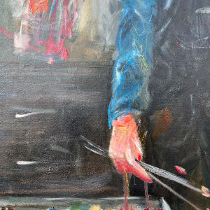 Painting Self Portrait by Lois Keller  Image: detail of hand and pallette