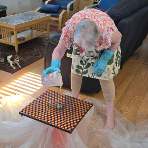 Escher cubes tabletop by Dina Afek  Image: Pouring epoxy resin