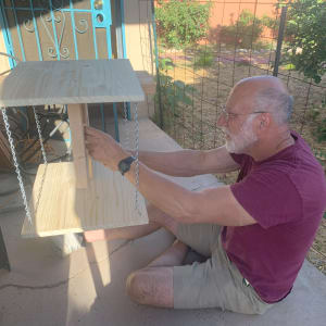 Escher cubes tabletop by Dina Afek  Image: Paul putting the table together