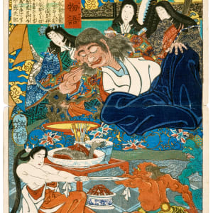 Shuten-dōji, Said to be a Cannibal, Surrounded by Women by Tsukioka Yoshitoshi, Image 1.