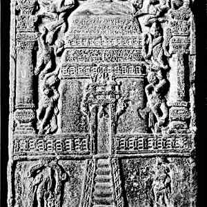 Jain Votive Plaque with Jain Stupa, the "Vasu Śilāpaṭa" Āyāgapaṭa 