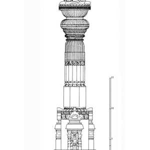 Monolithic Column at Indra Sabha Cave by Ellora Caves, Aurangabad, Maharashtra, India