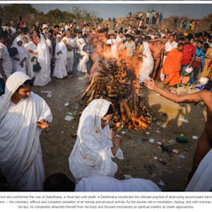 Funeral Pyre of an Ascetic who Performed a Ritual Fast Until Death by Shravanabelagola, Karnataka