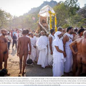 Cremation Ritual of an Ascetic who Performed a Ritual Fast Until Death by Shravanabelagola, Karnataka