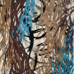 Tree Roots - Blue Beige and Deep Red by Kit Hoisington
