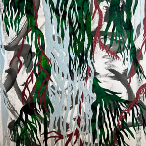 Tree Roots - Dark Green, Red and Light Blue by Kit Hoisington