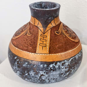 Leather on Gourd by Penny Jankowski 