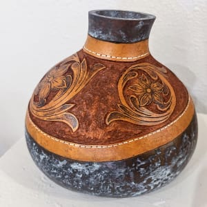 Leather on Gourd by Penny Jankowski 