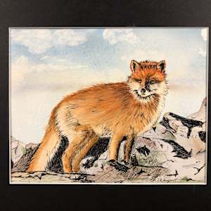 Fox by Lisa Amport  Image: This image shows how the painting would look in a 8  10 inch mat.  The actual opening is 7.5 x 9.5 inches.