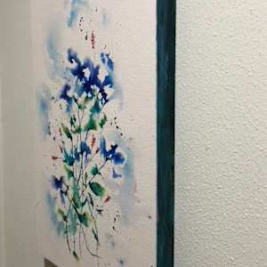 Blue Abstract 1 by Lisa Amport  Image: Mounted on wooden cradle with painted sides.
