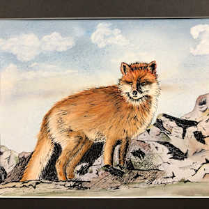 Fox by Lisa Amport  Image: This image shows how the painting would look in a mat with a 9 x 11 inch mat. The actual opening is 8.5 x 10.5 inches.