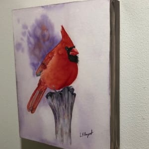 Cardinal by Lisa Amport  Image: Mounted on a 1.5 inch Wooden Cradle "Ready to Hang".