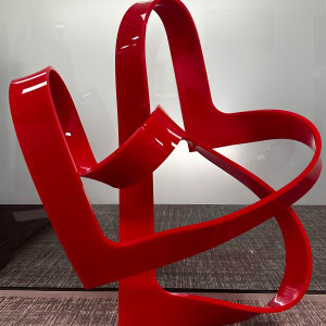 Red Hearts Lucite Sculpture by Art Dealer J. Ross