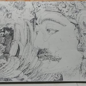 Guardian Statues Full Moon Bali Indonesia by Richard Michael Delaney  Image: The drawing, mapping the lines and dark shadows.  