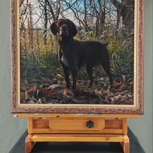 Good Girl, Daisy! by Richard Michael Delaney  Image: Finished piece on the easel.