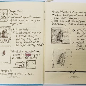Achromatic Stones by Richard Michael Delaney  Image: Pages from the artist's journal showing the ideation process that leads to a painting like, "Stones."