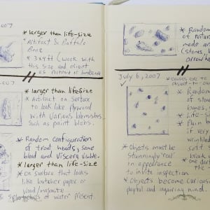 Flint Arrowheads by Richard Michael Delaney  Image: Pages from the artist's journal demonstrate the ideation leading to a painting like, "Flint Arrowheads."