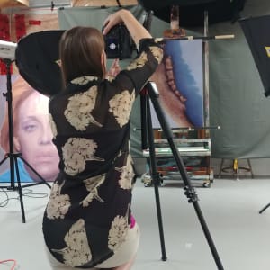 Buffalo Jaw by Richard Michael Delaney  Image: Photographer, Alexis Stewart, documenting the piece.