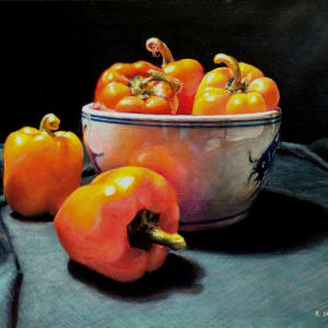 Peppers and China Bowl by Richard Michael Delaney