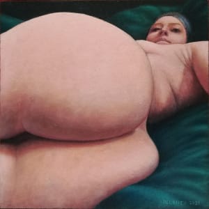 Reclining Nude on Green by Richard Michael Delaney