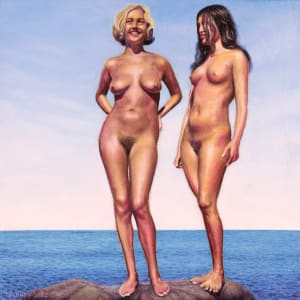 Nude Women on Rock by Sea by Richard Michael Delaney