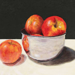 Red Apples and Metal Bowl #3 by Richard Michael Delaney