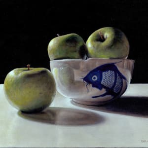 Green Apples and China Bowl by Richard Michael Delaney