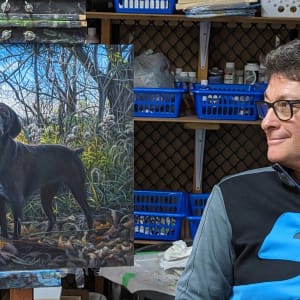 Good Girl, Daisy! by Richard Michael Delaney  Image: Contemplating the finishing touches.