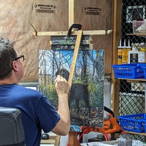 Good Girl, Daisy! by Richard Michael Delaney  Image: At work on the painting.