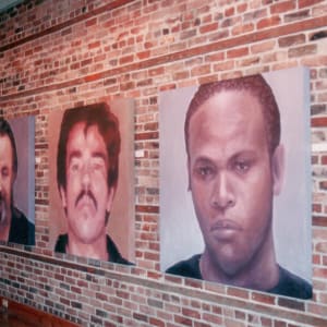 Fugitive Trevor Glenroy Prudence by Richard Michael Delaney  Image: Paintings installed at the Lighthouse Festival Theatre Gallery, Port Dover, 2003.