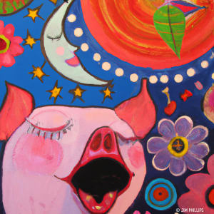 Folk Art Pigs - 012 by Jim Phillips