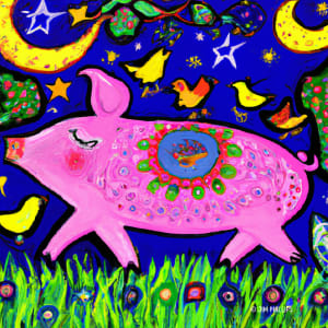 Folk Art Pigs - 011 by Jim Phillips