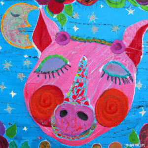 Folk Art Pigs - 013 by Jim Phillips