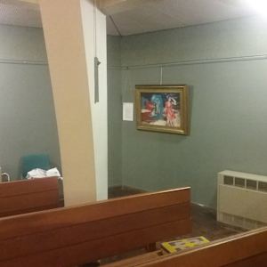 Palm Springs (2016) by Nicholas Wyatt  Image: Palm Springs, (2016) Oil on Canvas, 20 x 30 inches (50 x 70 cm) by Nicholas Wyatt. Installation view, St. Mark's Church Wimbledon (September 2016)