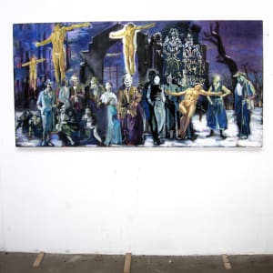 Resurrection at Eldena (2010) by Nicholas Wyatt  Image: Resurrection at Eldena, (2009 –10). Oil on Canvas (110 x 220 cm ) (installation view studio 2011) by Nicholas Wyatt