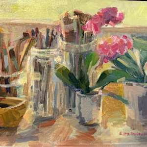 Flowers and Brushes by Ellen Parker Bibb, Image 1.