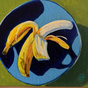 Banana on Blue Plate by Julie Kay Midyett, Image 1.