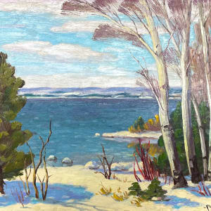 Birch near Lake in Winter by Florence May Campbell