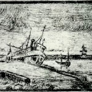 Boat at Gimli Docks by Arthur Beech