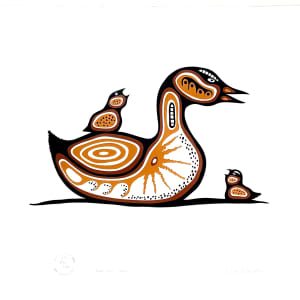 Duck and Babies by Lloyd Kakepetum