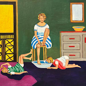 Afternoon Pedicure  (Childhood Memory Series) by Joanne Gullachsen (1943-2025)