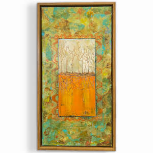 And the Trees Will Survive by Connie Sloma Artist  Image: "And the Trees Will Survive" is a thoughtful depiction of the hidden strength beneath nature's canopy, illustrating the intricate roots that support towering trees and the birds that inhabit their branches. This painting invites reflection on resilience and interconnectedness, capturing the quiet power that sustains life above and below ground with graceful, sophisticated artistry.